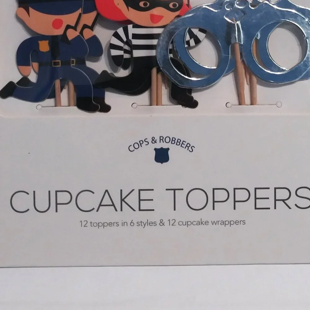 Cupcake Cake toppers Police 12 toppers and 12 wrappers